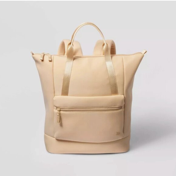 NWT Faux Neoprene Scuba Tote Backpack - All in Motion CREAM - Picture 1 of 4